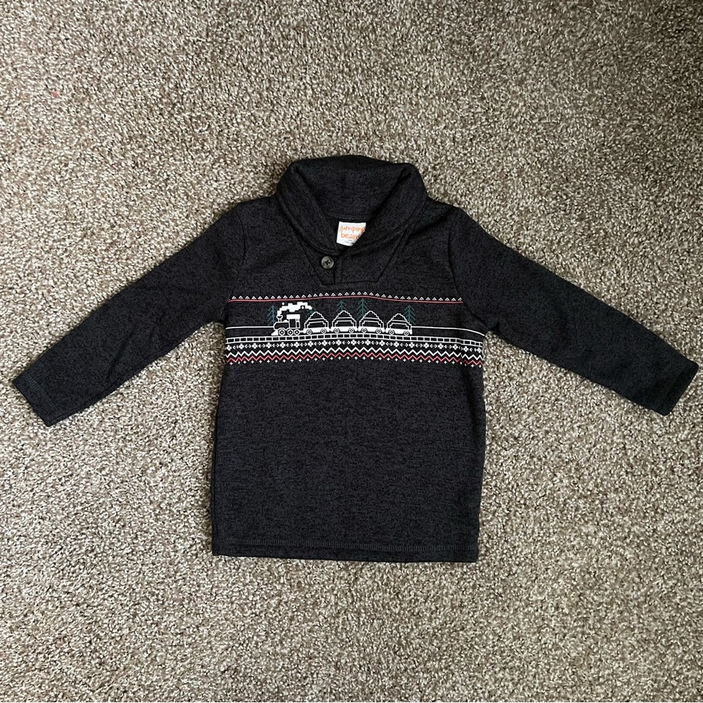 Jumping Beans Gray Christmas Train Long Sleeve Size 24 Months
